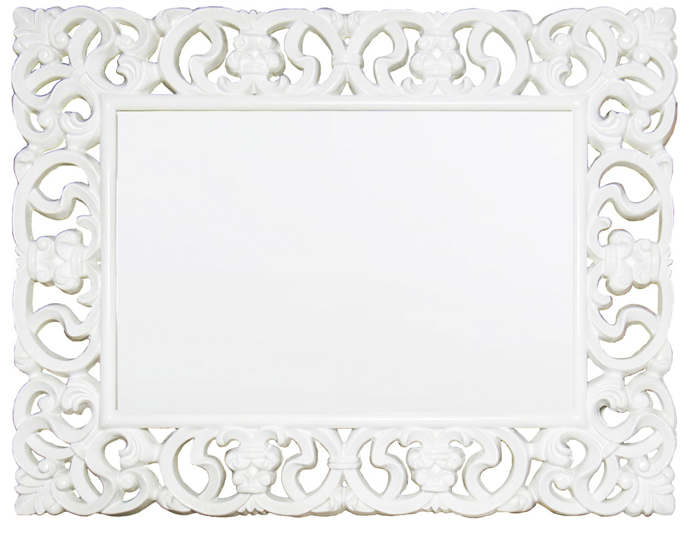 TS038 Wall décor art mirror white tone classic ornate rectangular